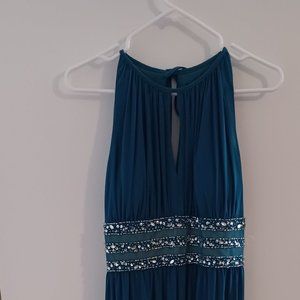 Teal halter neck long dress. Size 8